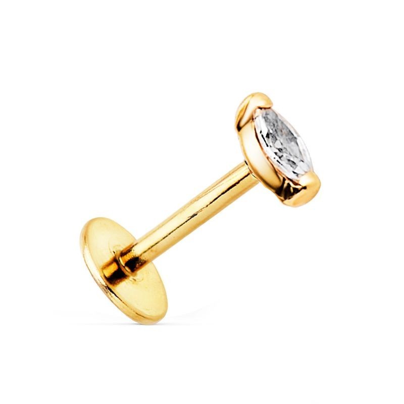 Piercing en or 18 carats avec zircon solitaire