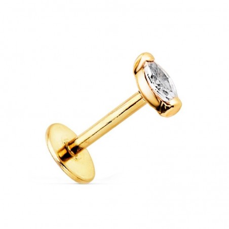 Piercing en or 18 carats avec zircon solitaire