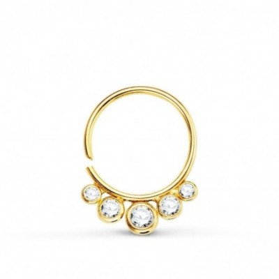 Piercing en or 18 carats avec cinq zircon ronds microsertis