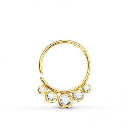 Piercing en or 18 carats avec cinq zircon ronds microsertis
