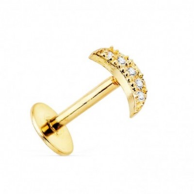Piercing en or 18 carats en forme de lune avec zircon brillant
