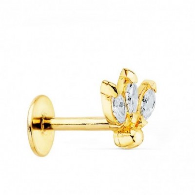 Piercing flamme en or 18 carats serti de zircons