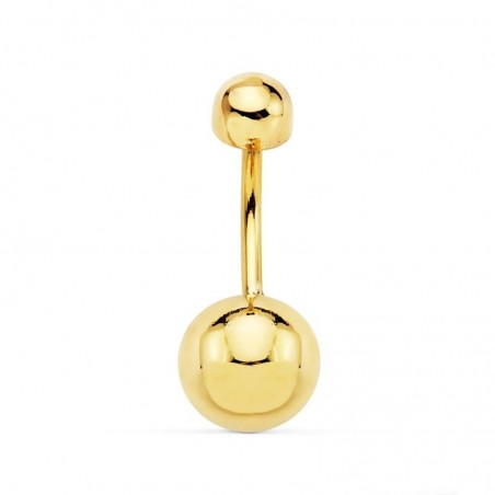 Piercing de nombril en or 18k avec deux perles dorées minimalistes