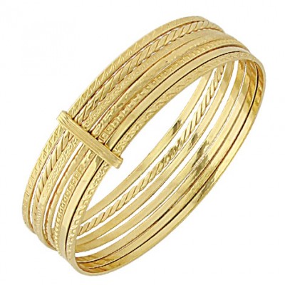 Bracelet oriental femme, 7 joncs plaqué or 18 carats - Aïcha semainier