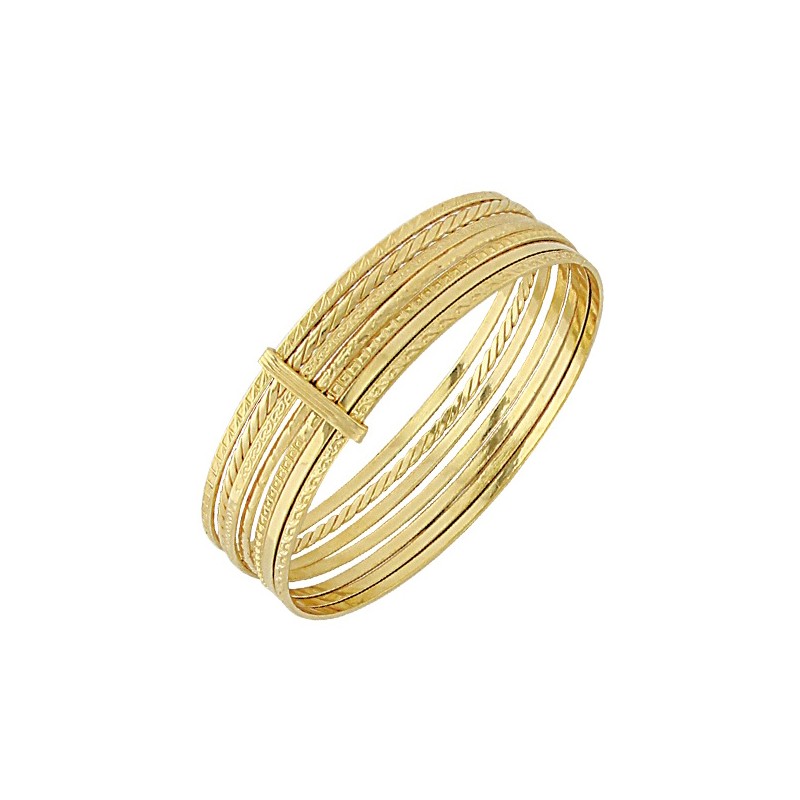 Bracelet oriental femme, 7 joncs plaqué or 18 carats - Aïcha semainier