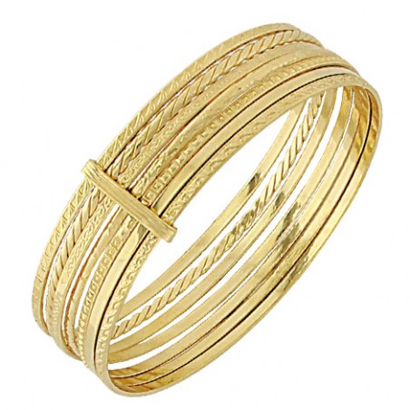 Bracelet oriental femme, 7 joncs plaqué or 18 carats - Aïcha semainier