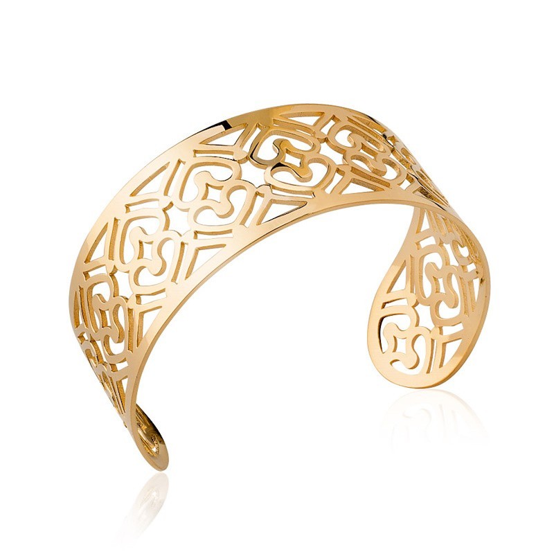 large Bracelet manchette en plaqué or pour femme - Xyna