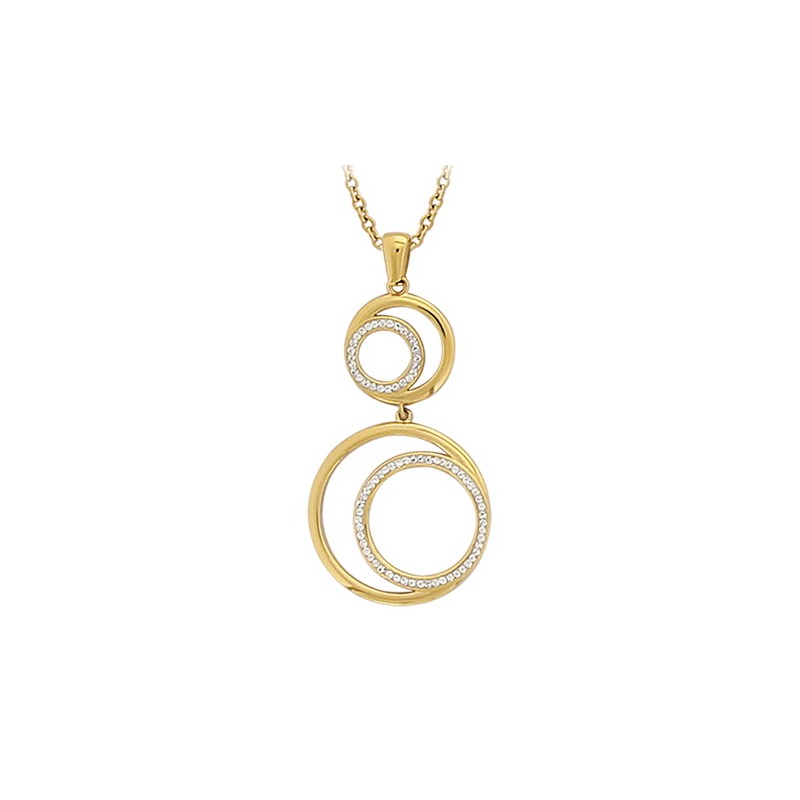 Pendentif Clarté – Acier doré serti de cristaux scintillants