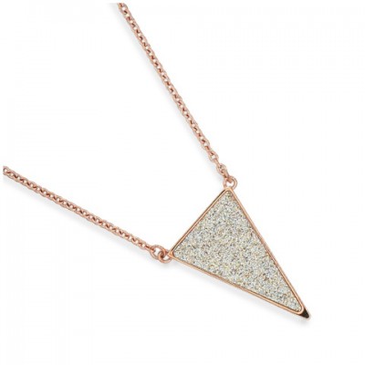 Collier sautoir en acier rose pour femme, triangle pailleté - Laila