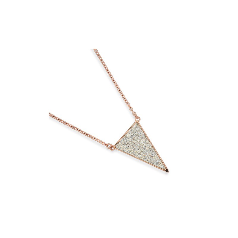 Collier sautoir en acier rose pour femme, triangle pailleté - Laila