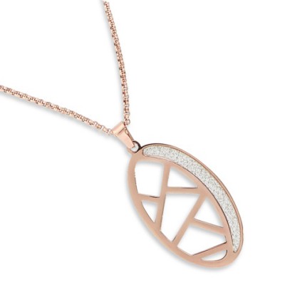 Collier Éclat Serein – Acier or rose, finition granitée