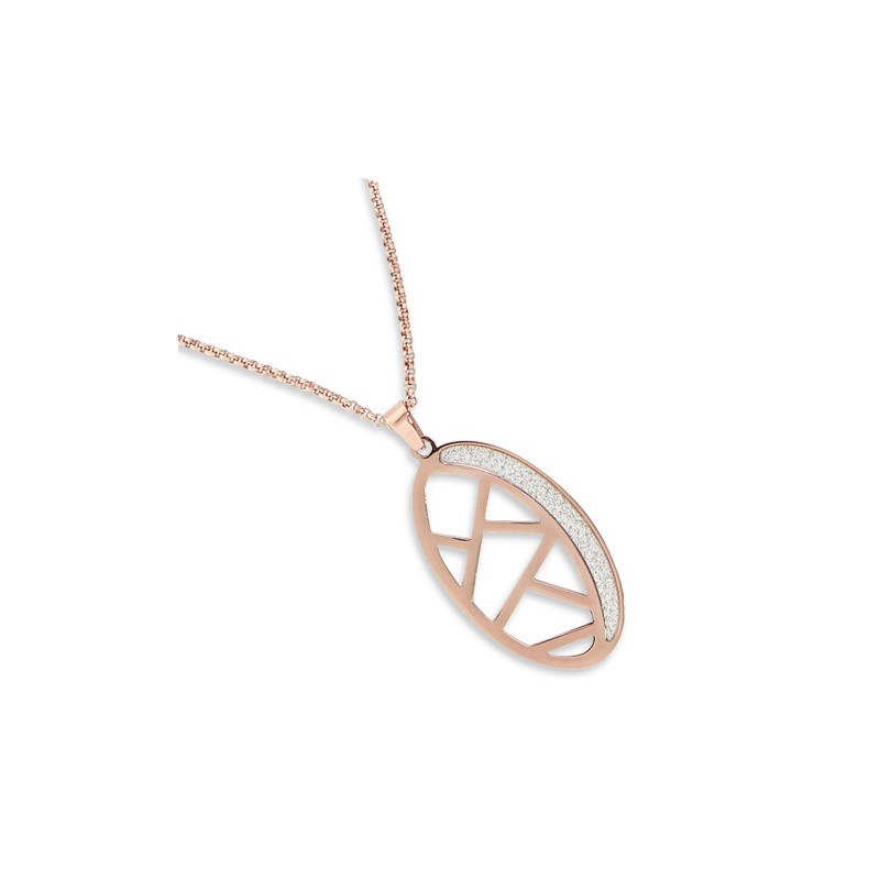 Collier Éclat Serein – Acier or rose, finition granitée