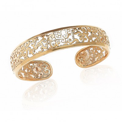 Bracelet femme, large manchette plaqué or - Solia