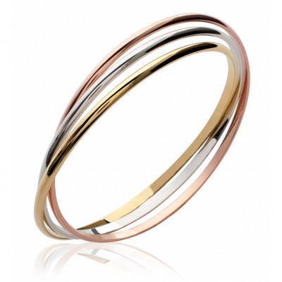 Jonc trois ors pour femme, plaqué or 18k, doré,rose,blanc - Dina