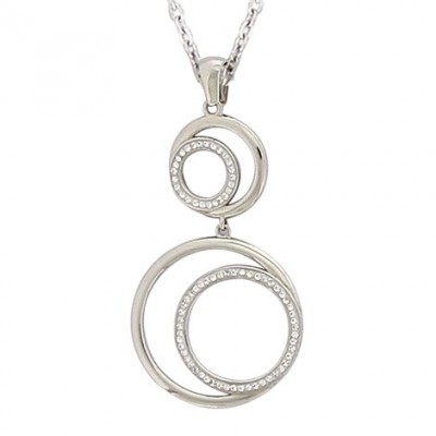 Pendentif Orbe – Acier argenté, design multi-cercles modernes