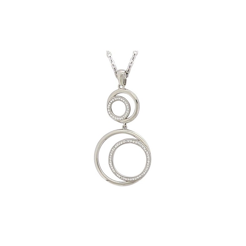 Pendentif Orbe – Acier argenté, design multi-cercles modernes