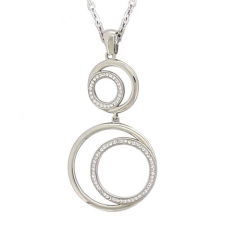 Pendentif Orbe – Acier argenté, design multi-cercles modernes