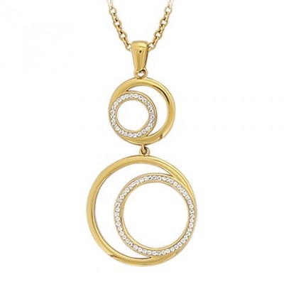 Pendentif Clarté – Acier doré serti de cristaux scintillants