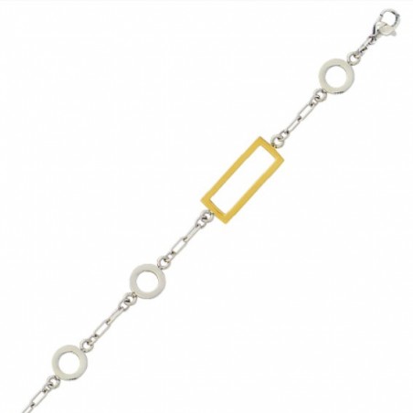 Bracelet Dualis – Acier bicolore doré et argenté, formes géométriques ajourées