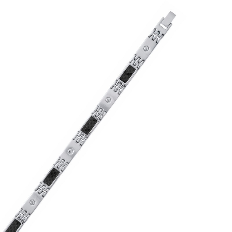 Bracelet pour homme en acier noir et carbone - Neptune
