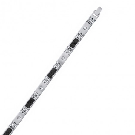 Bracelet pour homme en acier noir et carbone - Neptune