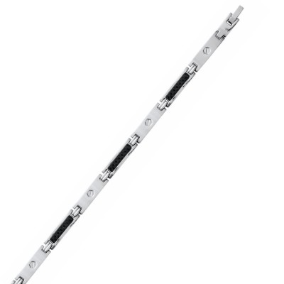 Bracelet homme en acier inoxydable gris et fibre de carbone noir - Gin
