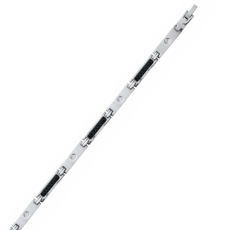 Bracelet homme en acier inoxydable gris et fibre de carbone noir - Gin