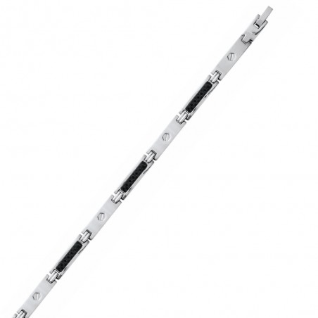 Bracelet homme en acier inoxydable gris et fibre de carbone noir - Gin