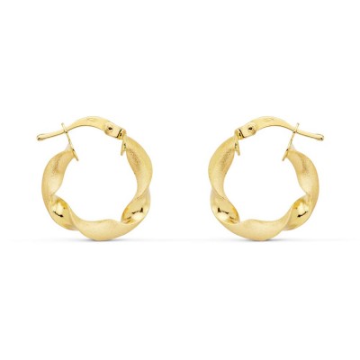 Petites Créoles originales en or massif 18 carats, ruban torsadé 17 mm - Symbiose