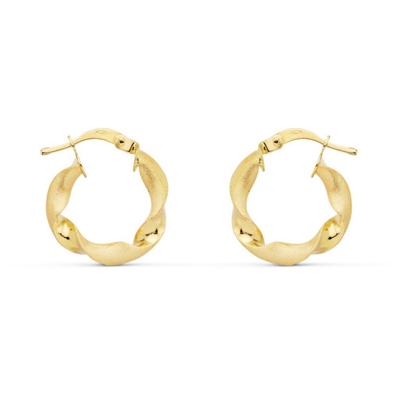 Petites Créoles originales en or massif 18 carats, ruban torsadé 17 mm - Symbiose