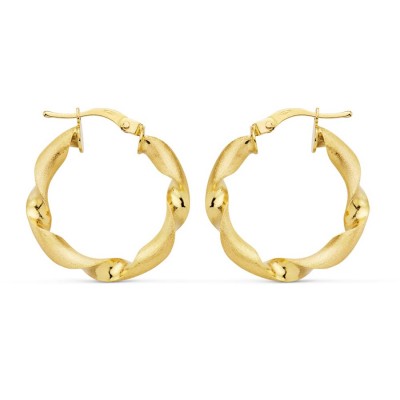 Créoles luxe en or massif 18 carats, ruban torsadé, 22 mm - Symbiose