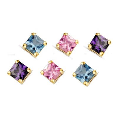Pack de 3 paires de boucles d'oreilles avec pierres colorées carrés