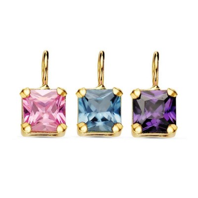 Coffret cadeau : 3 pendentifs humeur du jour, or 18 carats et zircon coloré