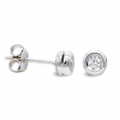Boucles d'oreilles clous en or blanc 18k et zircon - Diane