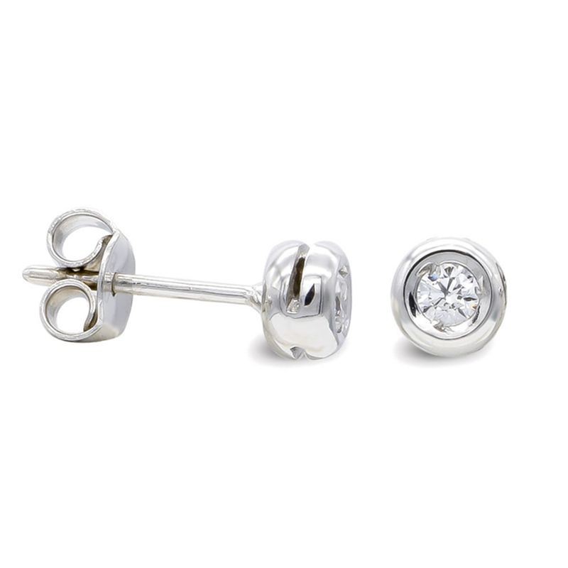 Boucles d'oreilles clous en or blanc 18k et zircon - Diane