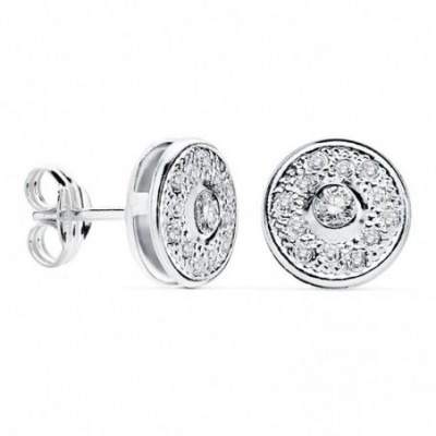 Boucles d’oreilles cercle en or blanc 18 carats et zircon solitaire – Élodie