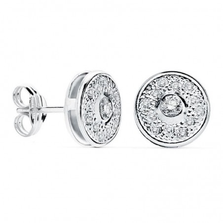 Boucles d’oreilles cercle en or blanc 18 carats et zircon solitaire – Élodie
