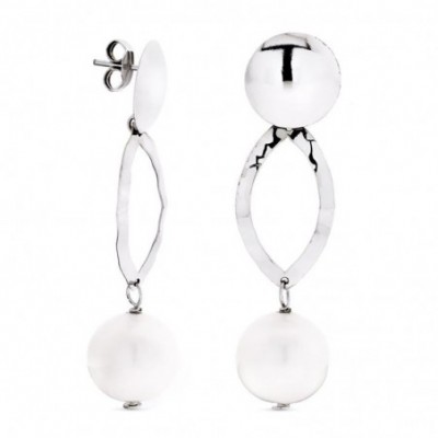 Boucles Ysée – Pendantes en or blanc 18 carats et perles de culture
