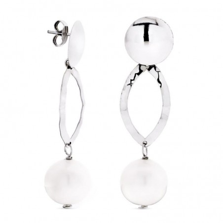 Boucles Ysée – Pendantes en or blanc 18 carats et perles de culture