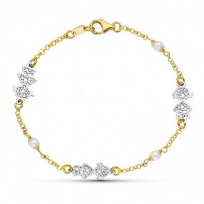 bracelet or bicolore blanc et jaune 18 carats