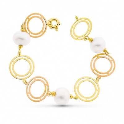 bracelet or rose et jaune bicolore 18 carats
