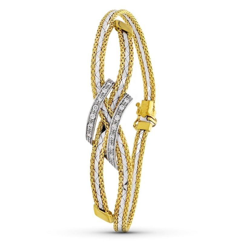 bracelet or bicolore blanc et jaune 18 carats
