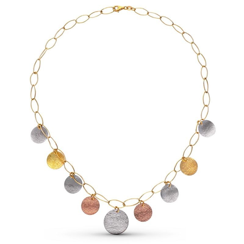 Collier Chapitas – Or trois tons 18 carats et médaillons texturés