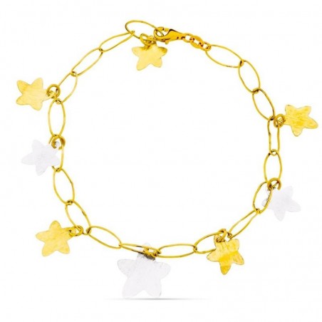 Bracelet luxe femme, or bicolore blanc et jaune 18 carats - Evania