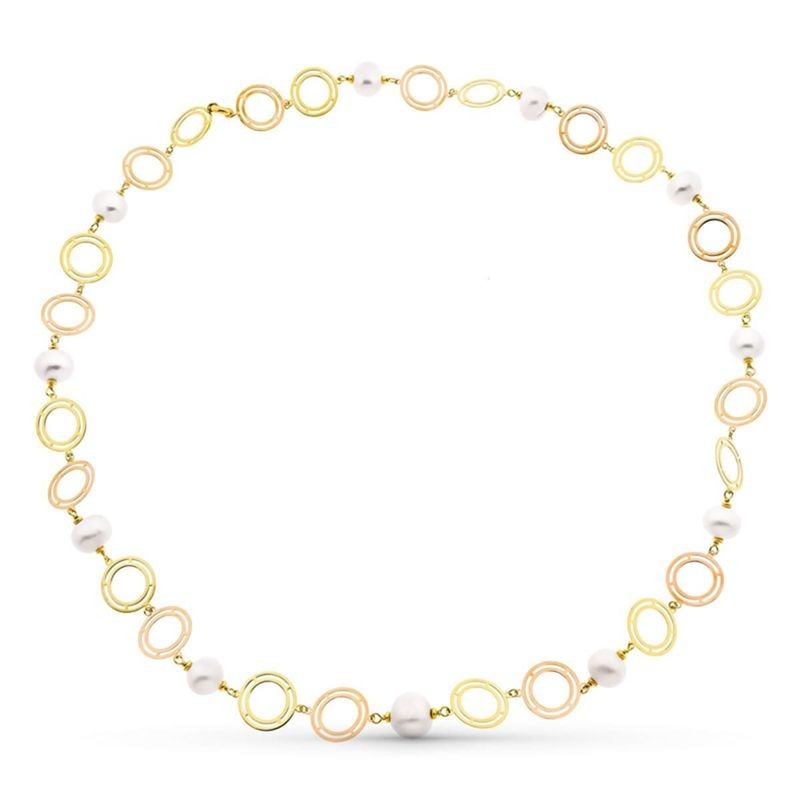 Collier sautoir en or rose et jaune 18 carats & Perles de culture - Sabrina