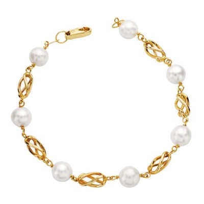 Bracelet en or jaune 18 carats avec perle de culture - Cyrielle