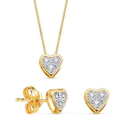 Parure Coeur en or 18 carats bicolore et zircons - Collier et...