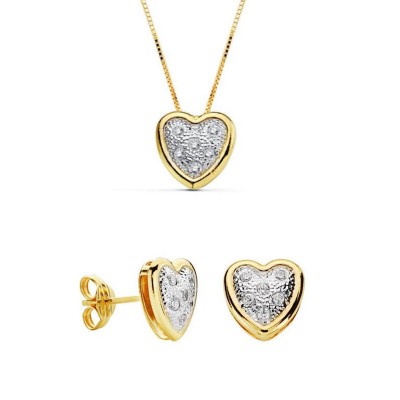 Parure Cœur mariage en or bicolore 18 carats et zirconia