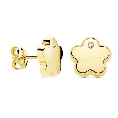 Boucles Abby – Puces Fleur en or jaune 18 carats et zircon