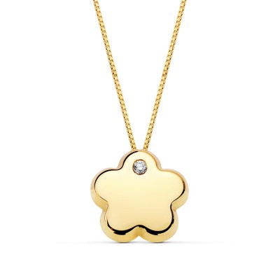 Collier et pendentif Abby – Fleur en or jaune 18 carats et zircon